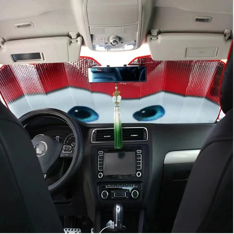 Car Windshield Sunshade with Eye Design — Aluminium Foil UV Sun Visor | 4 Colors