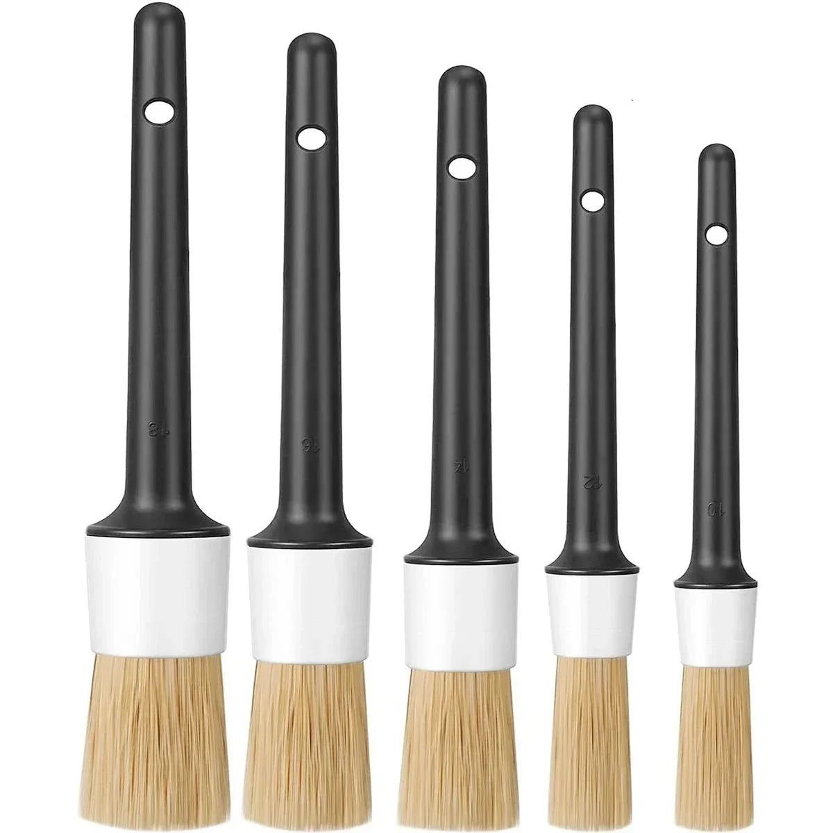 Car Detailing Brush Set — Natural Boar Hair Brushes for Air Vents, Rims & Interior Cleaning