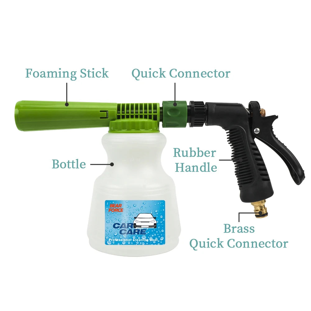 BEAR FORCE Car Wash Foam Gun — Low Pressure Garden Hose Snow Foam Lance & Sprayer