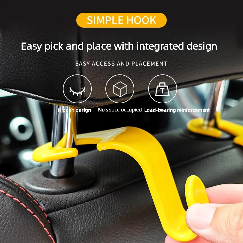 Car Seat Headrest Hooks (4PCS) — Bag & Purse Hanger Clips for Car Interior Storage