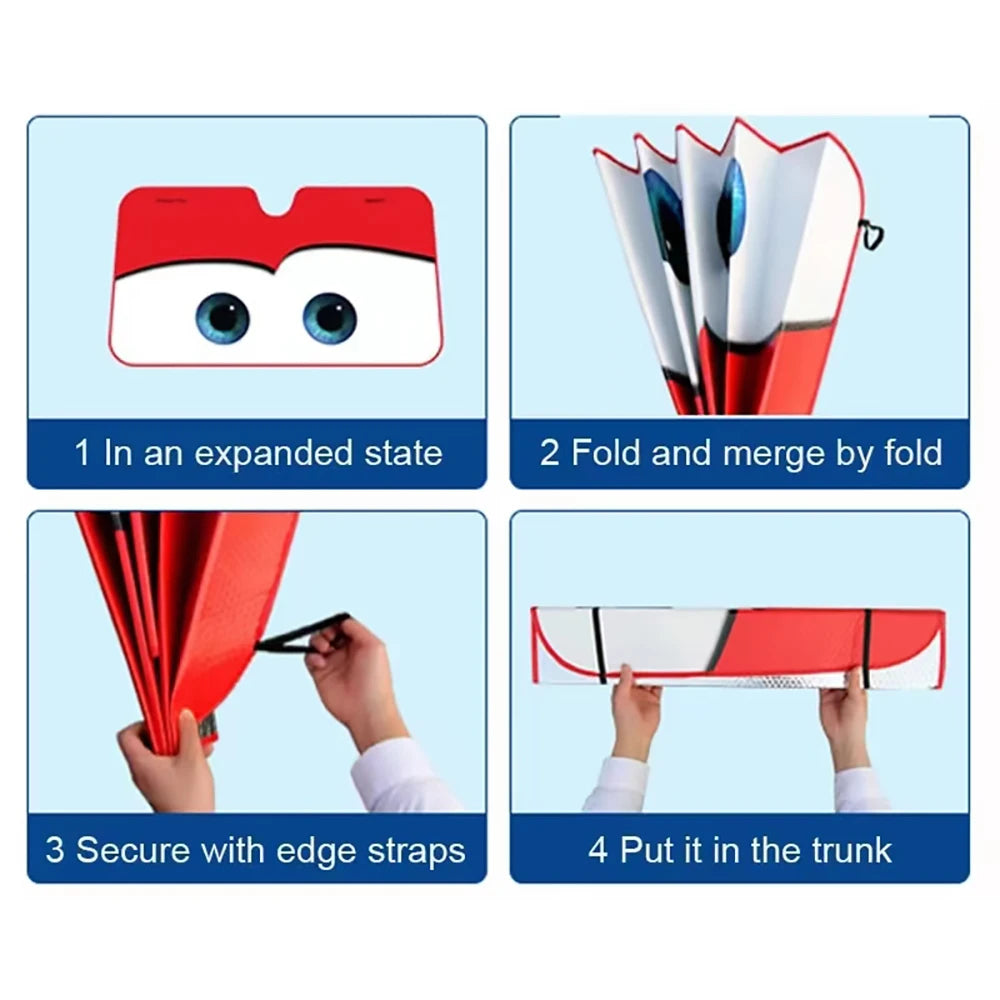 Car Windshield Sunshade with Eye Design — Aluminium Foil UV Sun Visor | 4 Colors