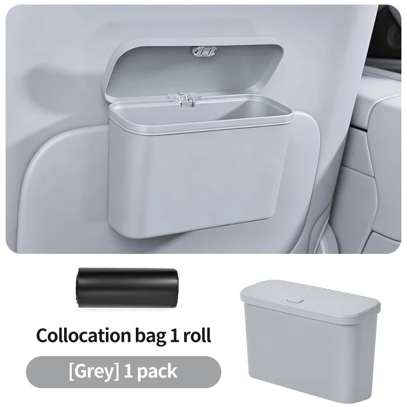 Multifunctional Car Trash Can with Lid Button Hanging Storage Bin for Wet and Dry Use Auto Interior Accessories Organizer Box