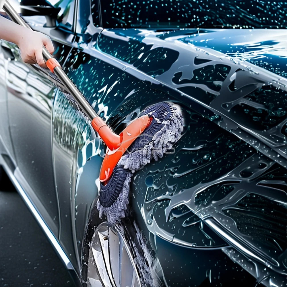 HVIERO Microfiber Car Wash Mop — 360° Rotating Long Handle Brush for Cars, SUVs & Trucks