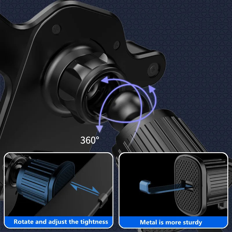 Universal Car Phone Holder with Ventilation Hook for 360 Degree Rotation Installation Anti Shake Supports All Phone Xiaomi