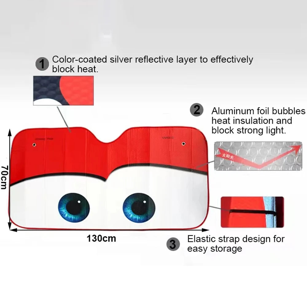 Car Windshield Sunshade with Eye Design — Aluminium Foil UV Sun Visor | 4 Colors