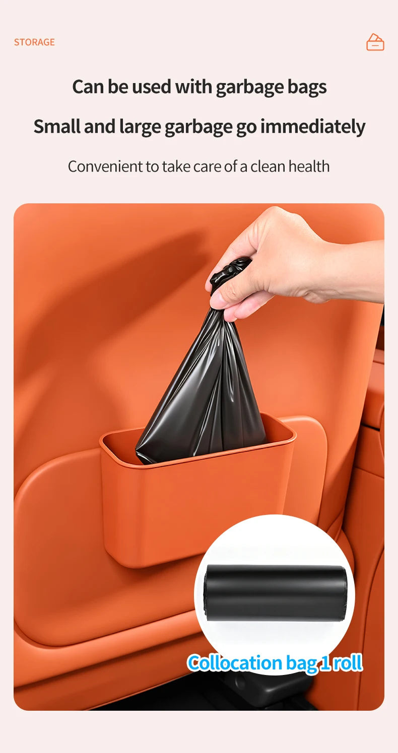 Multifunctional Car Trash Can with Lid Button Hanging Storage Bin for Wet and Dry Use Auto Interior Accessories Organizer Box