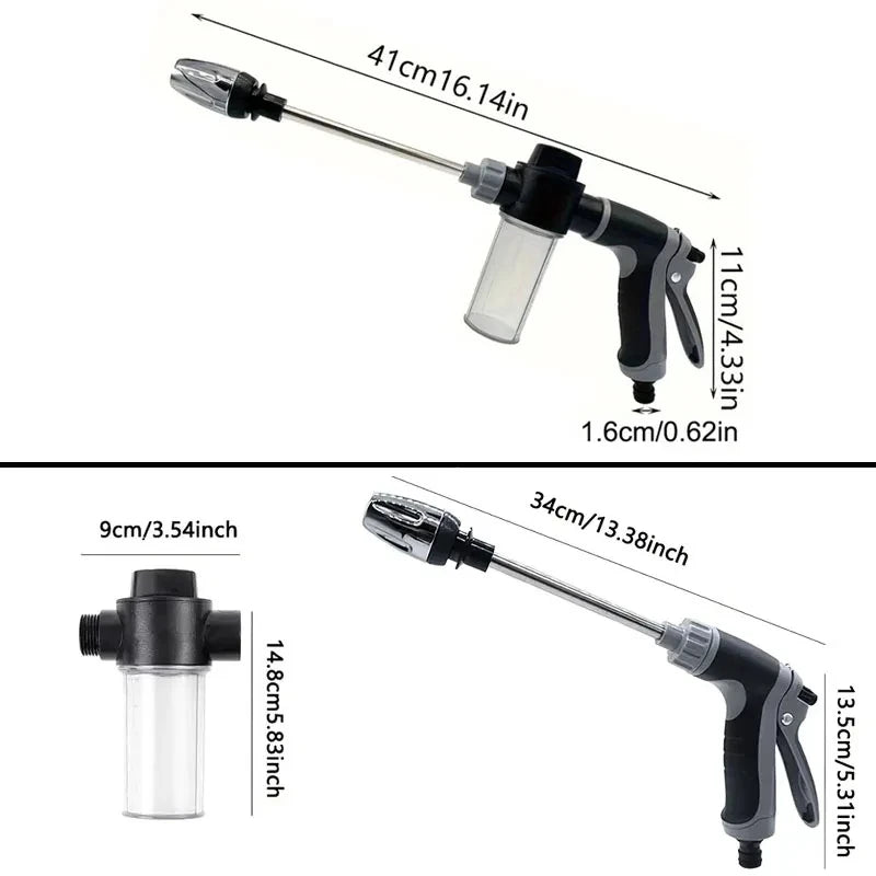 High-Pressure Car Wash & Garden Water Gun — Multifunctional Hose Nozzle | 3/4" Connection | Black