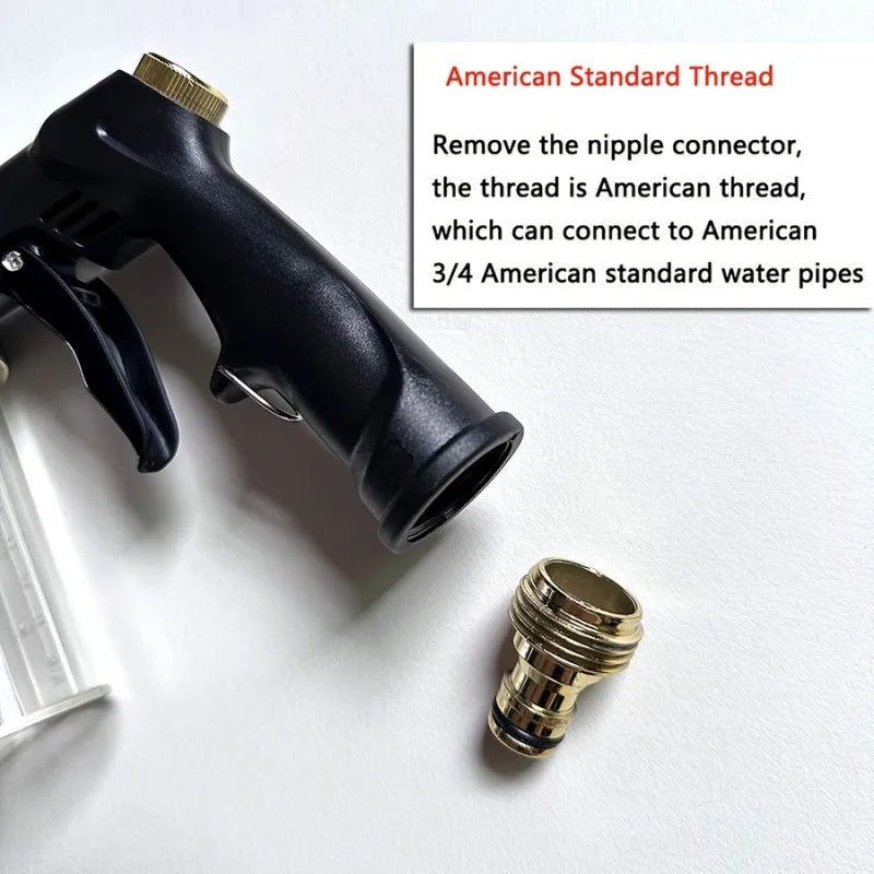 High-Pressure Garden & Car Wash Water Gun — Long Rod Hose Nozzle with Optional Foam Kettle