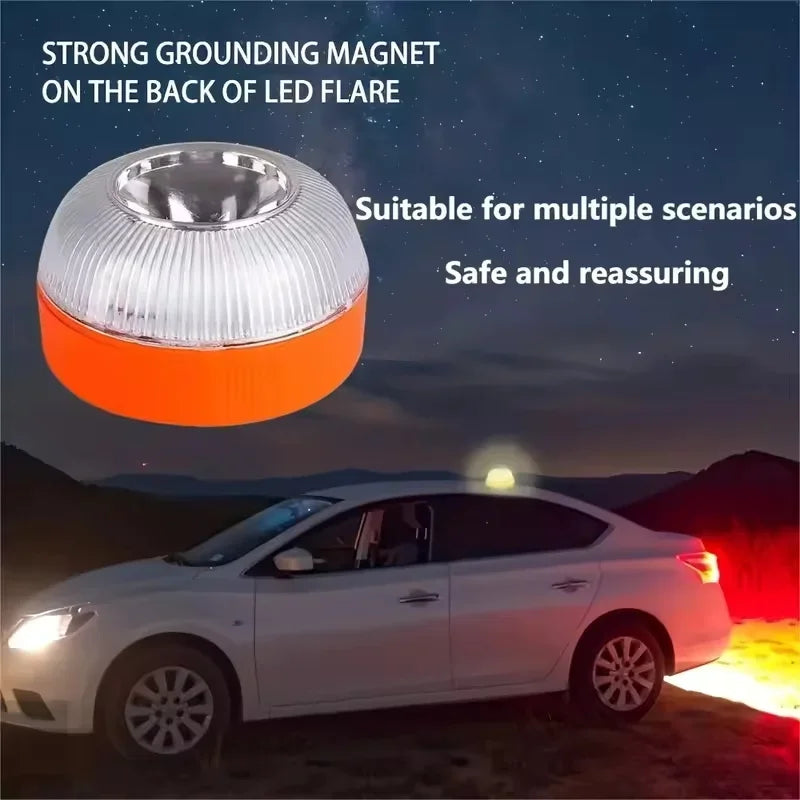 Heinast LED Car Strobe Warning Light — Portable Magnetic Emergency Beacon with Multi-Mode Flashing