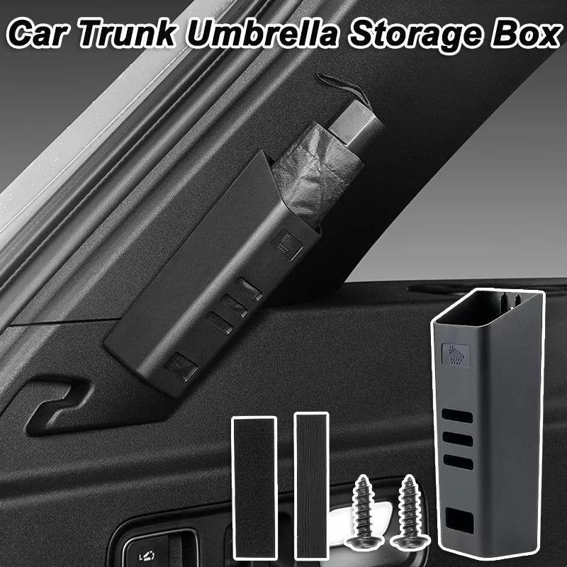 Universal Car Umbrella Holder & Storage Box — Waterproof Trunk Organizer for SUV, Sedan & Hatchback