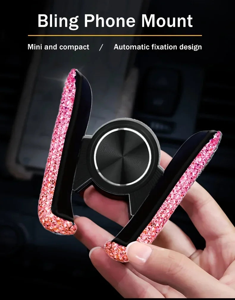Car Phone Holder Diamond Crystal Car Air Vent Mount Clip Mobile Phone Holder Stand in Auto Bracket Interior Accessories