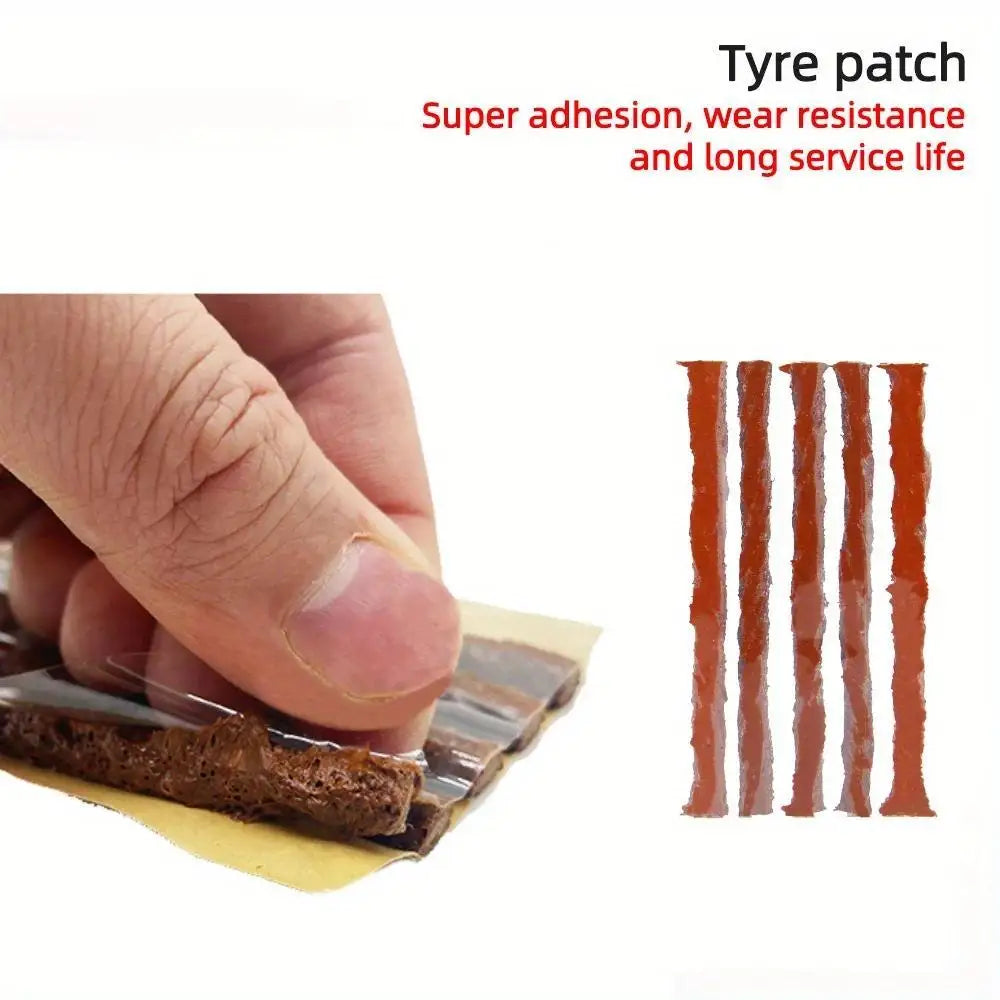 Portable Car Tire Puncture Repair Kit T-Handle Tools Glue Strips Universal for Truck Motorcycle RV Roadside Safety