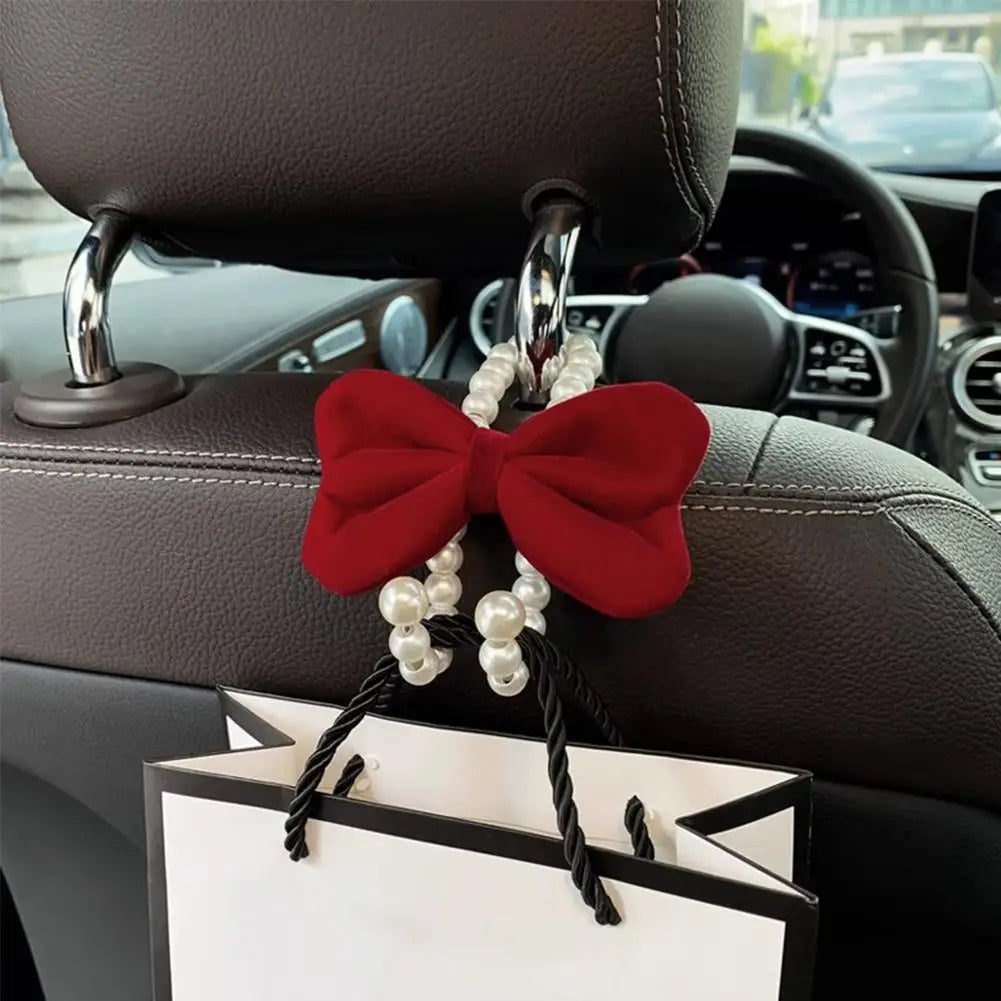 Bowknot Car Hook Elegant Alloy Pearl Car Organizer Clip Car Seat Back Hanger Durable Lovely Bow Knot Car Hook Car Styling