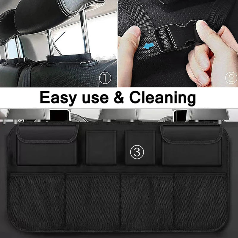 Large Capacity Oxford Car Trunk Hanging Storage Bag — 8-Pocket Waterproof Back Seat Organizer