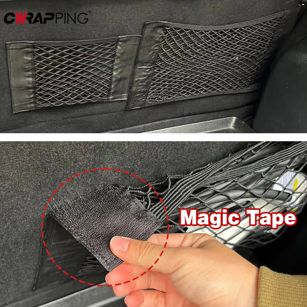 Car Trunk Nylon Mesh Net Organizer — Elastic Storage Bag for Auto Back & Rear Trunk