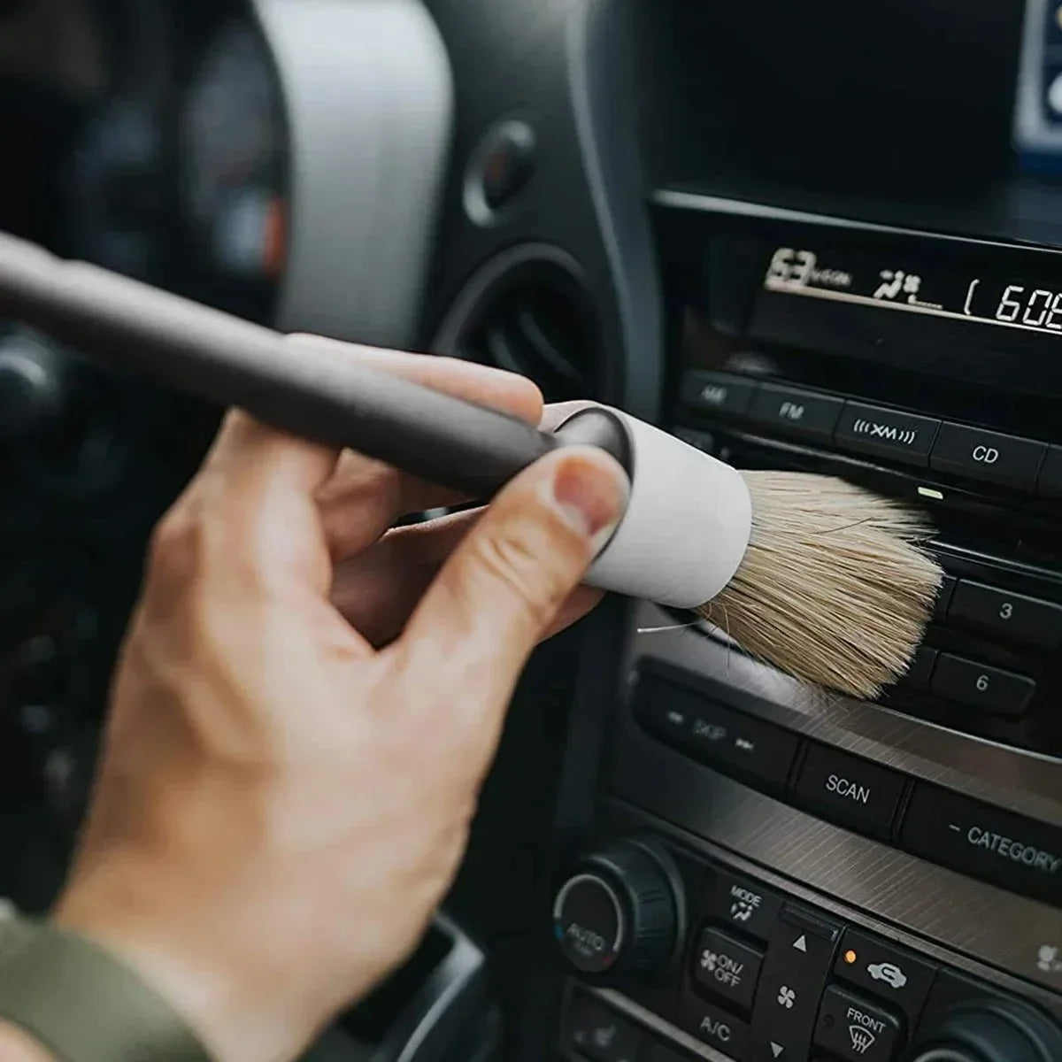 Car Detailing Brush Set — Natural Boar Hair Brushes for Air Vents, Rims & Interior Cleaning