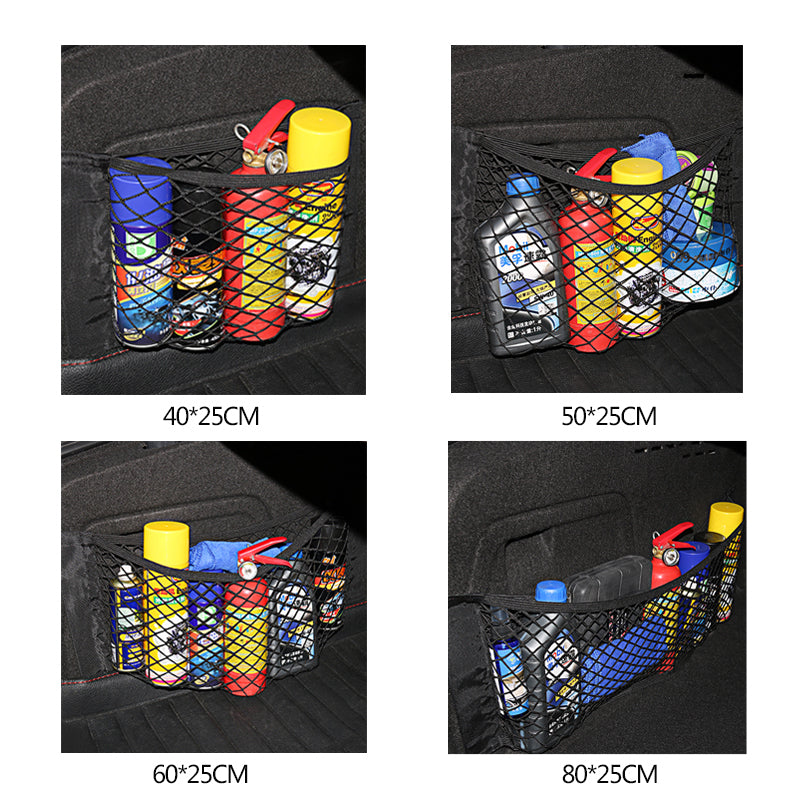 Car Trunk Nylon Mesh Net Organizer — Elastic Storage Bag for Auto Back & Rear Trunk