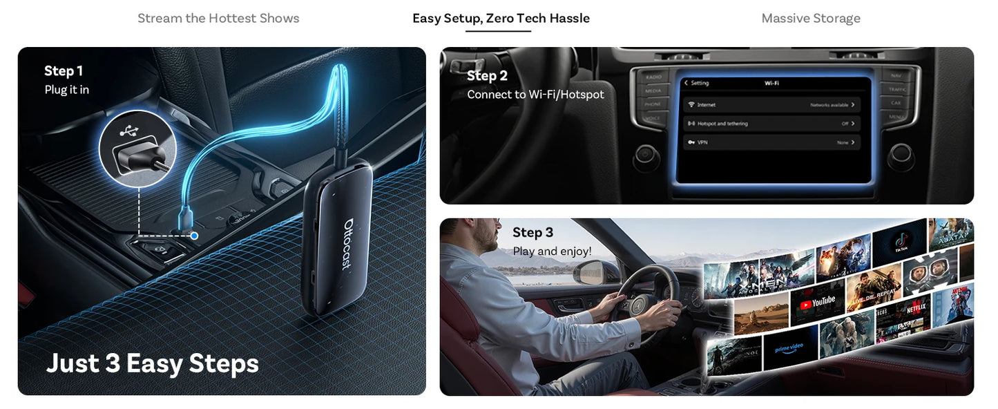 OTTOCAST Play2Video Ultra Wireless CarPlay AI Box Video Streaming for Car YouTube Netflix IPTV Plug&Play for Factory Wired CarPl