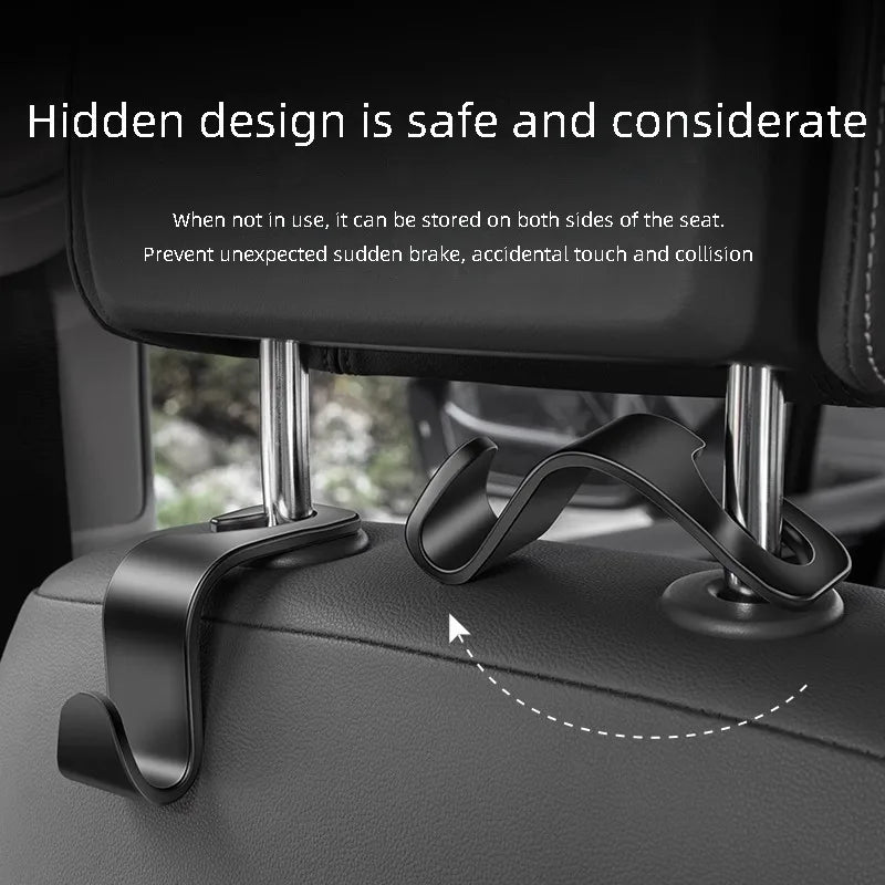Car Seat Headrest Hooks (4PCS) — Bag & Purse Hanger Clips for Car Interior Storage