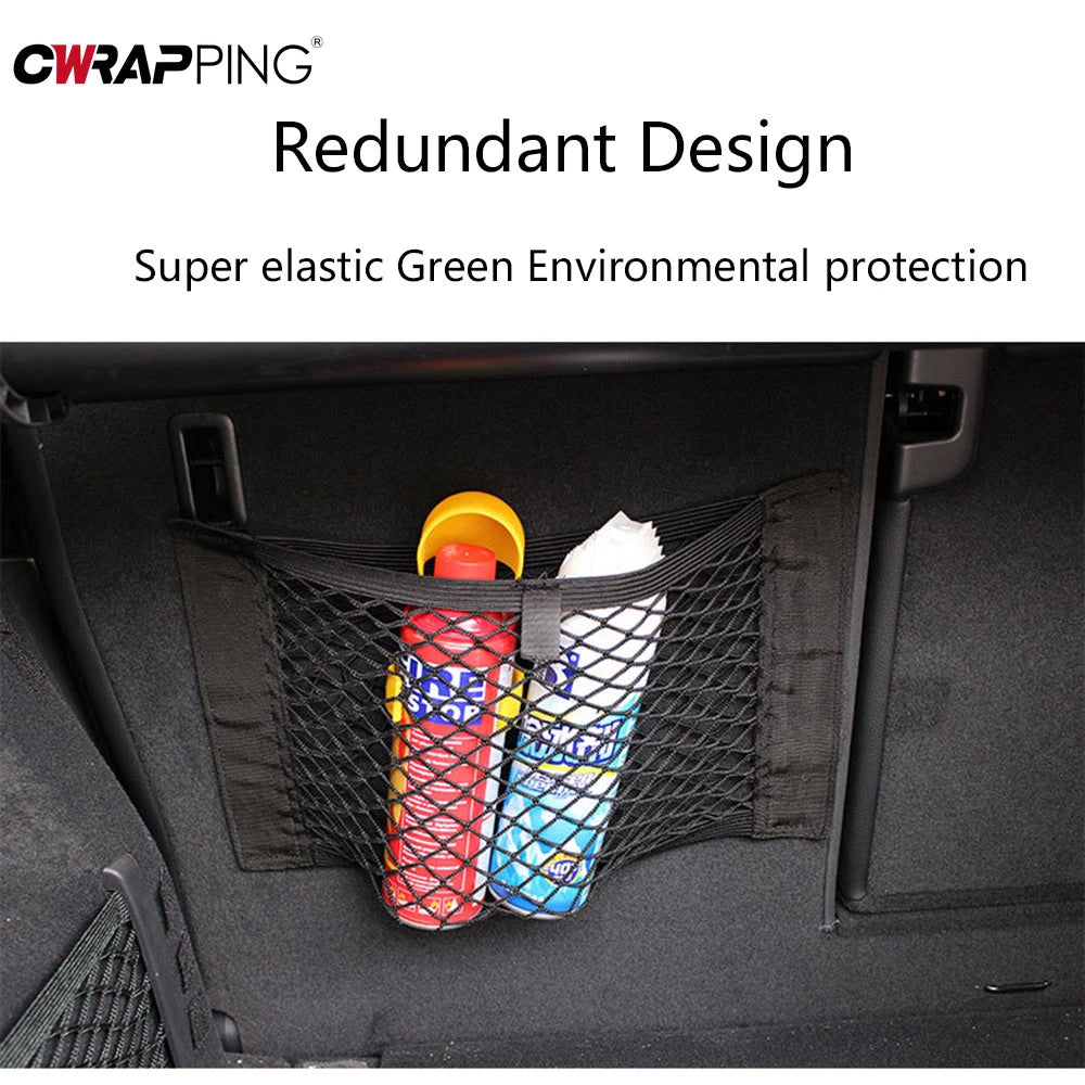 Car Trunk Nylon Mesh Net Organizer — Elastic Storage Bag for Auto Back & Rear Trunk