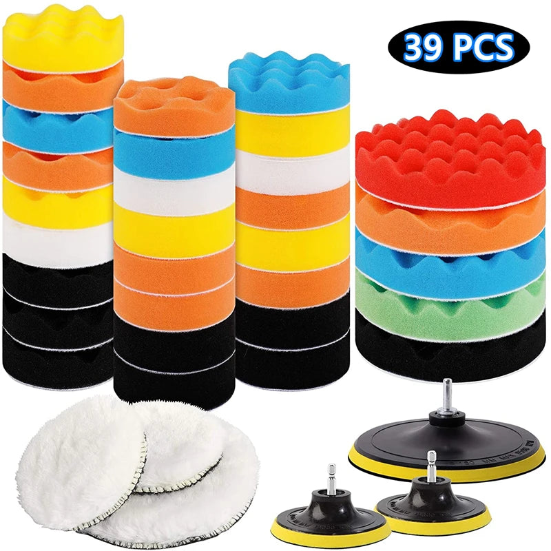 3-Inch Car Polishing Kit — Foam & Wool Buffing Pads for Waxing, Polishing & Headlight Refurbishing | 4 Sets