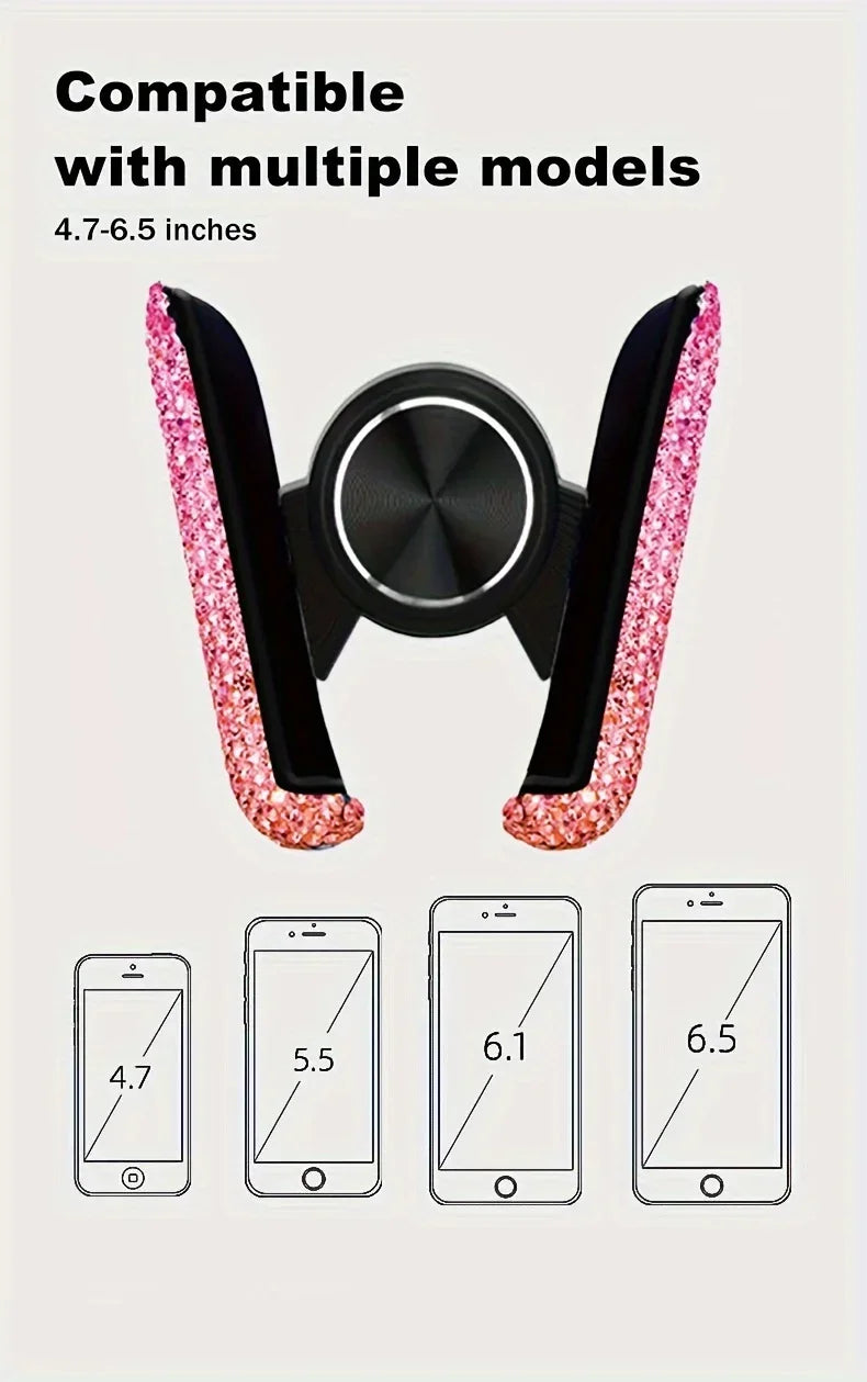 Car Phone Holder Diamond Crystal Car Air Vent Mount Clip Mobile Phone Holder Stand in Auto Bracket Interior Accessories