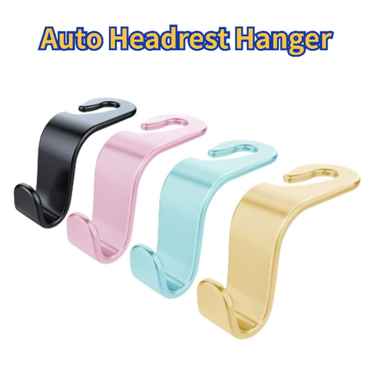 Car Seat Headrest Hooks (4PCS) — Bag & Purse Hanger Clips for Car Interior Storage