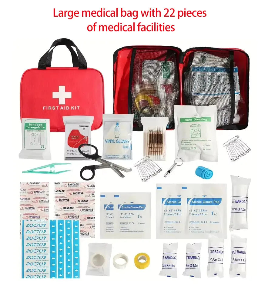 Advanced First Aid Kit — 22-Piece Emergency Survival Kit for Families & Outdoors