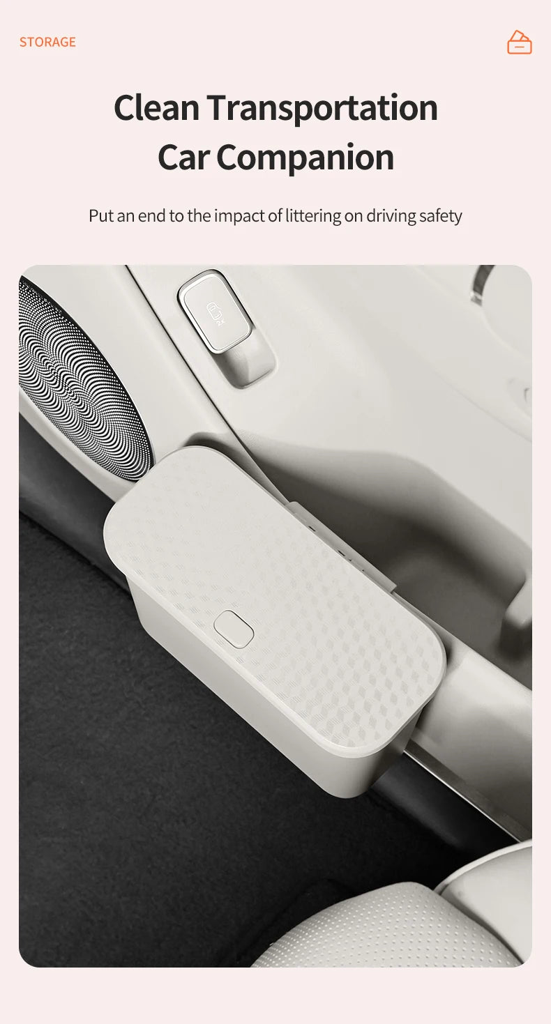 Multifunctional Car Trash Can with Lid Button Hanging Storage Bin for Wet and Dry Use Auto Interior Accessories Organizer Box