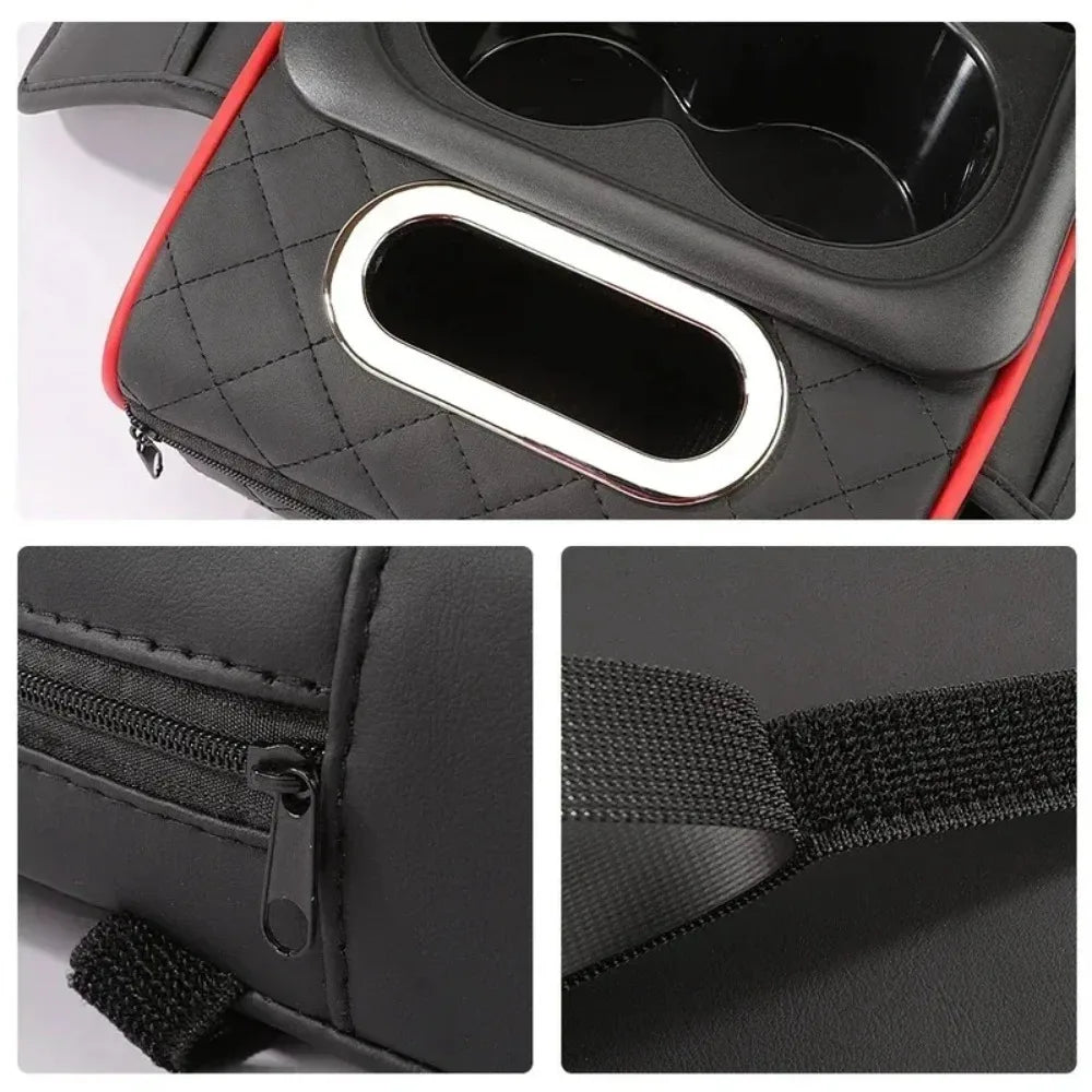 Car Armrest Storage Box — Center Console Organizer with Heightening Cushion & Cup Holder | 2 Colors
