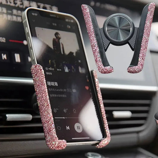 Car Phone Holder Diamond Crystal Car Air Vent Mount Clip Mobile Phone Holder Stand in Auto Bracket Interior Accessories