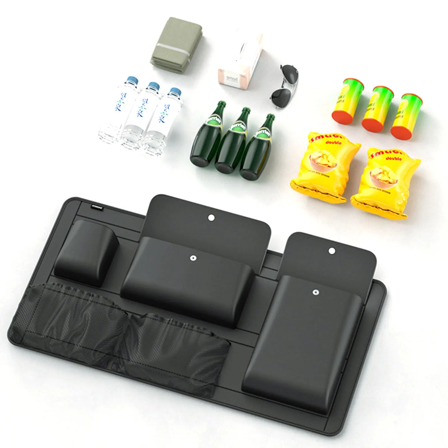 Premium PU Leather Car Seat Back & Trunk Organizer — 5-Pocket Multi-Use Storage