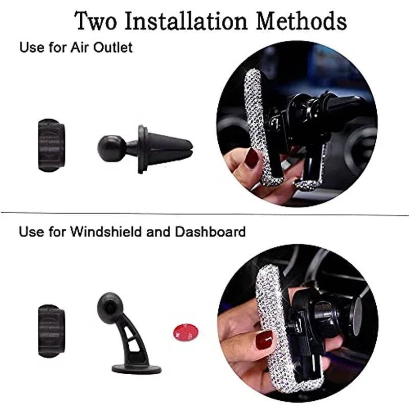 Car Phone Holder Diamond Crystal Car Air Vent Mount Clip Mobile Phone Holder Stand in Auto Bracket Interior Accessories