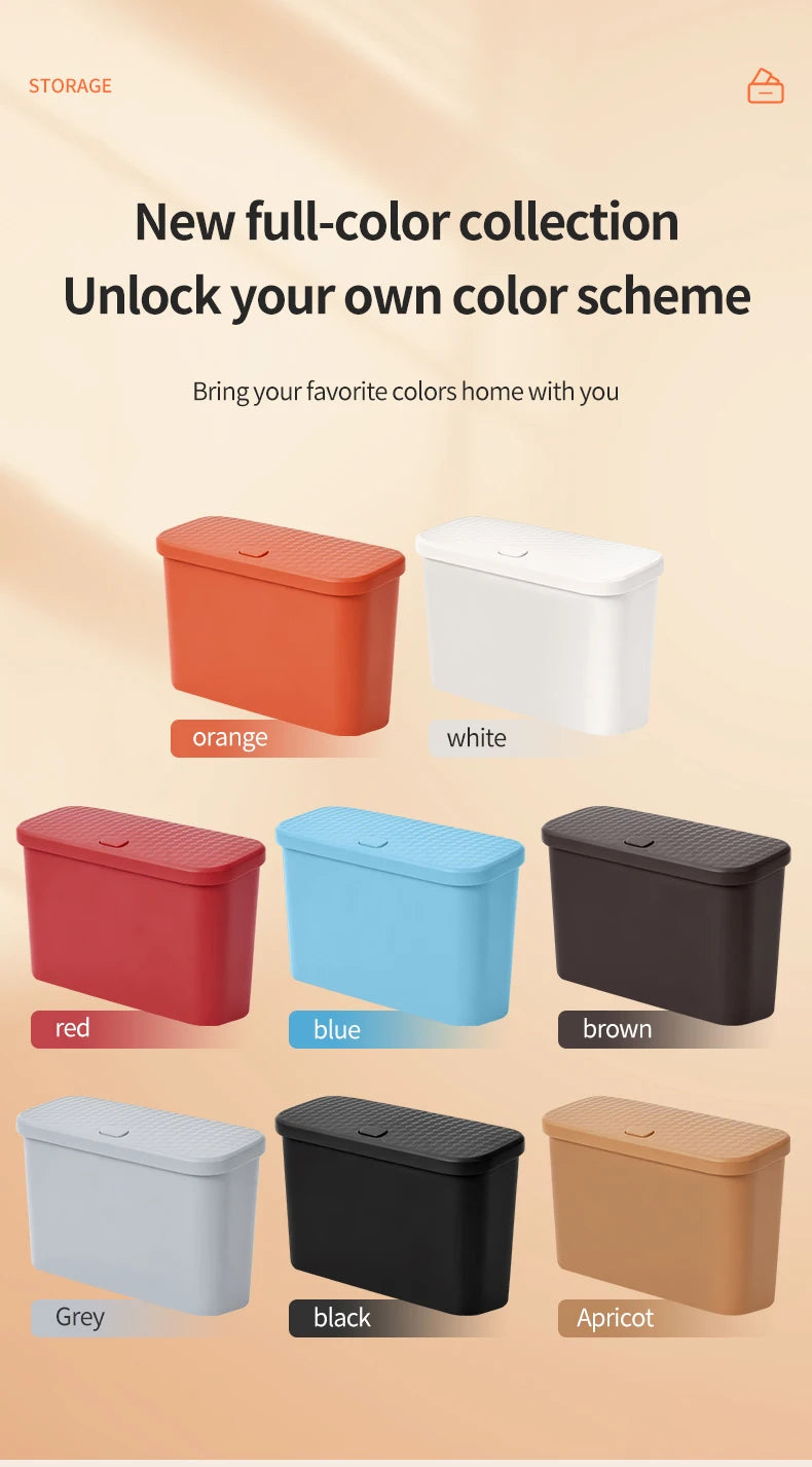 Multifunctional Car Trash Can with Lid Button Hanging Storage Bin for Wet and Dry Use Auto Interior Accessories Organizer Box
