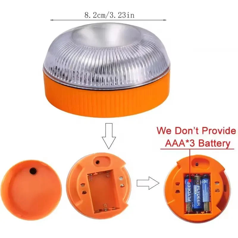 Heinast LED Car Strobe Warning Light — Portable Magnetic Emergency Beacon with Multi-Mode Flashing