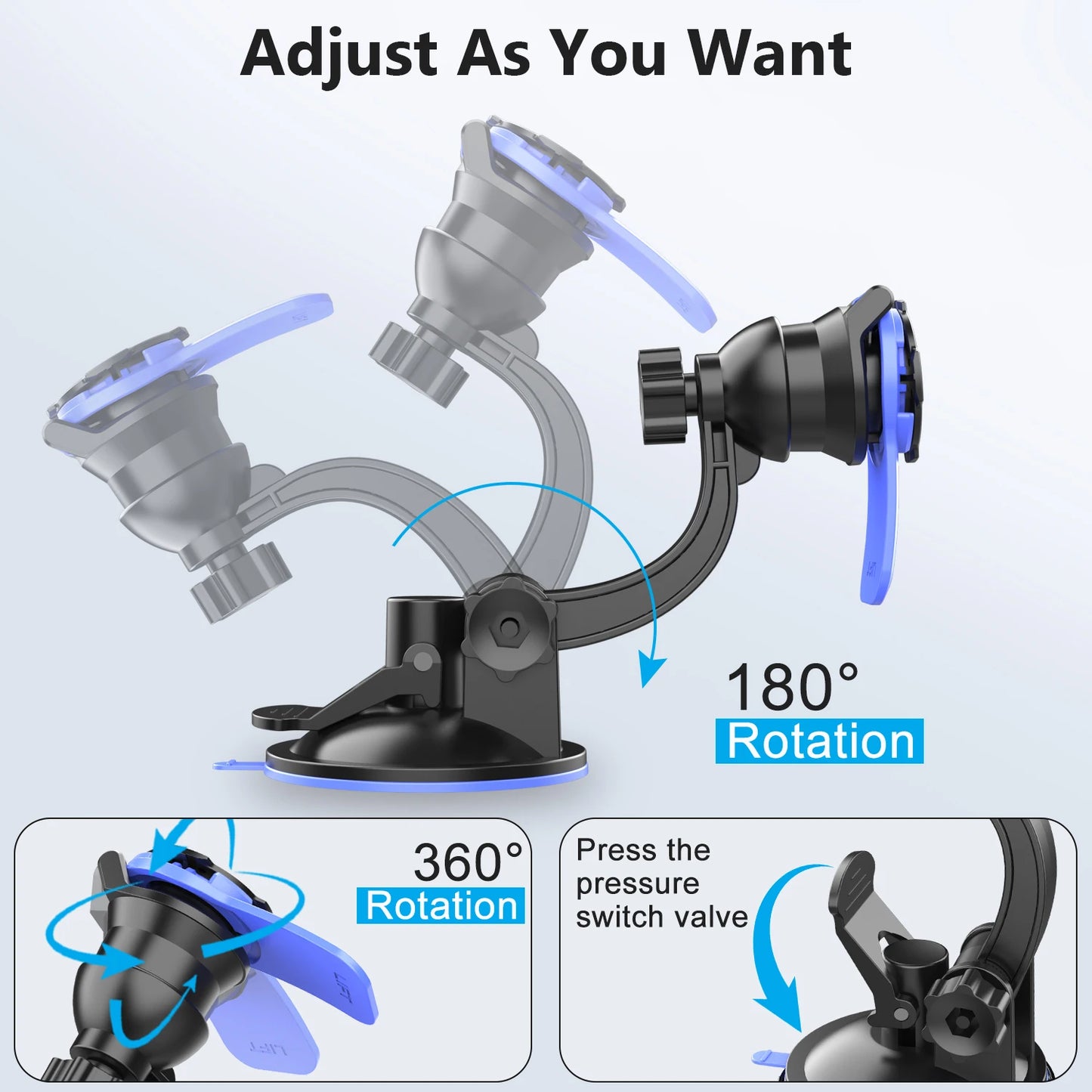 Universal Phone Holder 360° Rotatable — Car Dashboard, Windshield, Bike & Motorcycle Handlebar Mount