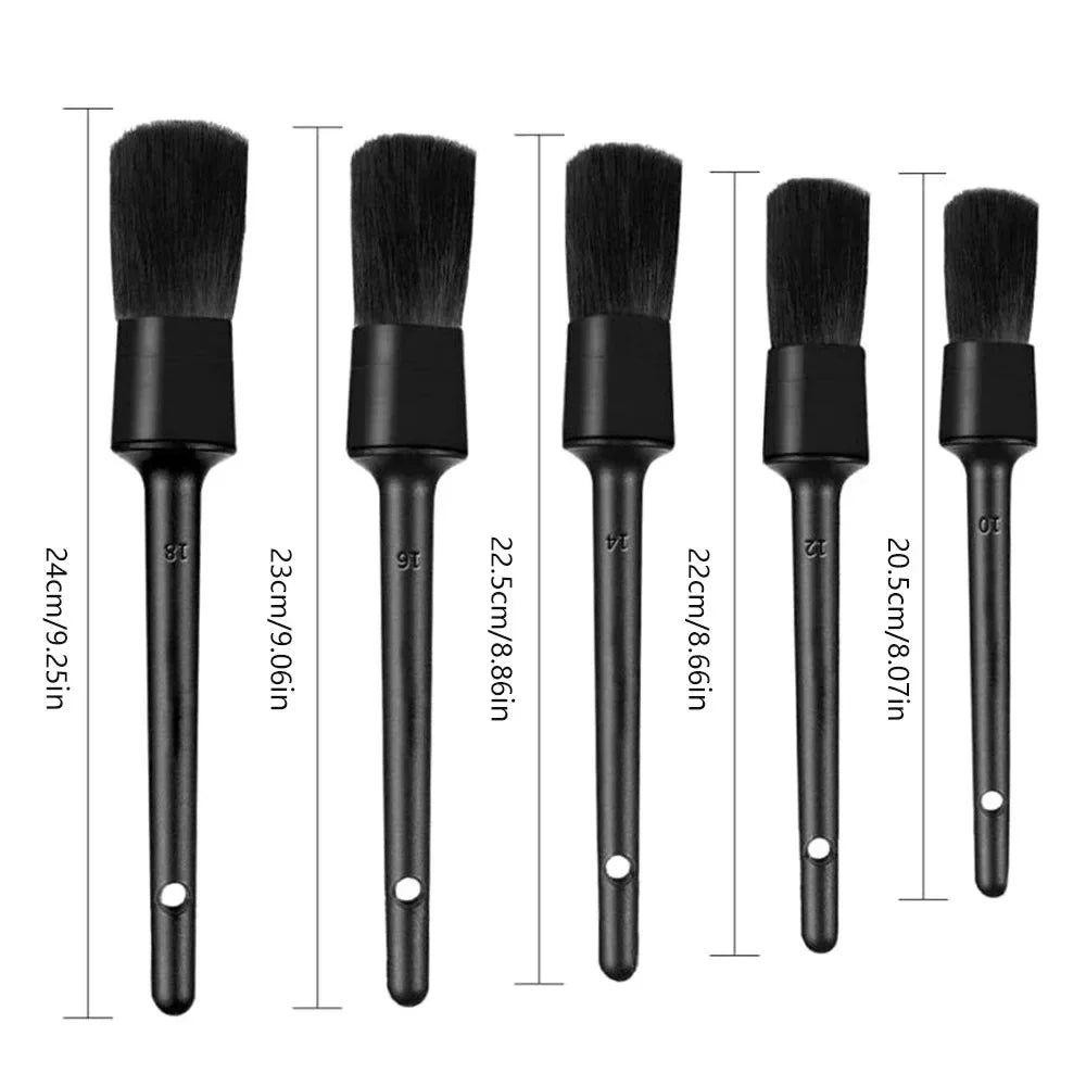 Car Detailing Brush Set — Natural Boar Hair Brushes for Air Vents, Rims & Interior Cleaning