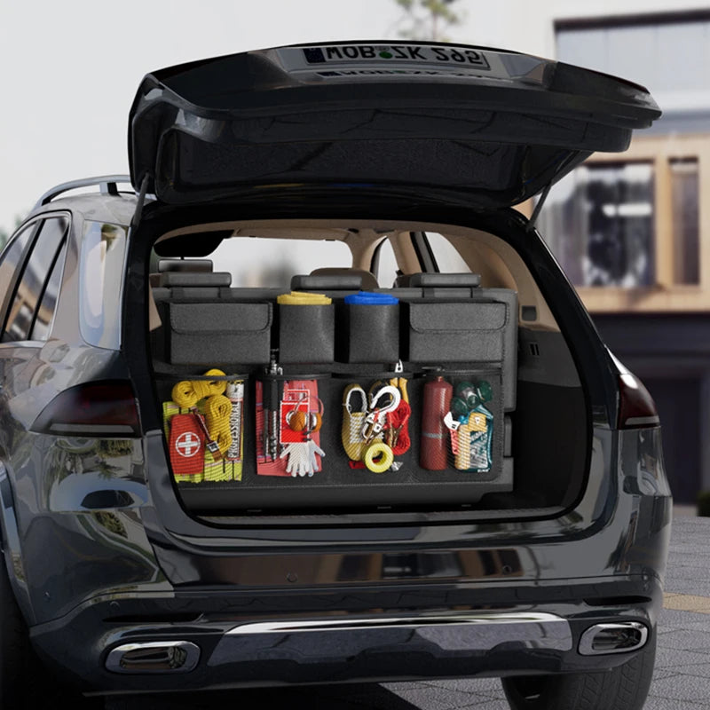 Large Capacity Oxford Car Trunk Hanging Storage Bag — 8-Pocket Waterproof Back Seat Organizer