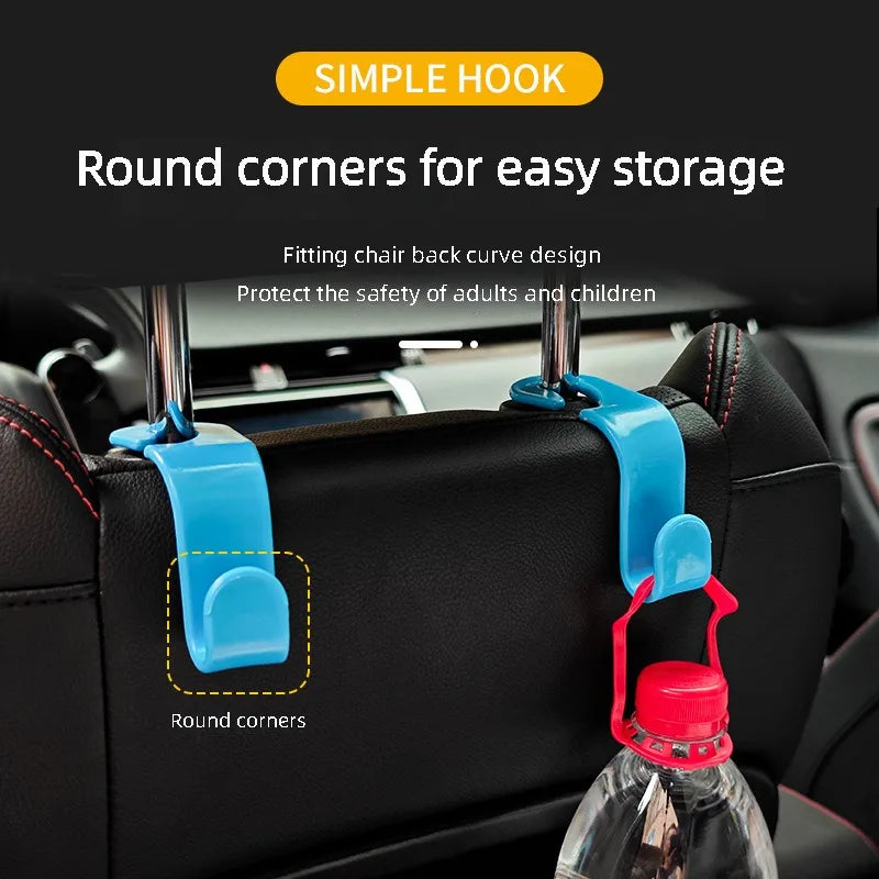 Car Seat Headrest Hooks (4PCS) — Bag & Purse Hanger Clips for Car Interior Storage