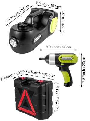 SucceBuy 5T 12V Electric Car Jack Kit + Impact Wrench LED Light Portable Hydraulic Jack 13.5-36 CM Tire Lifting Car Repair Tool