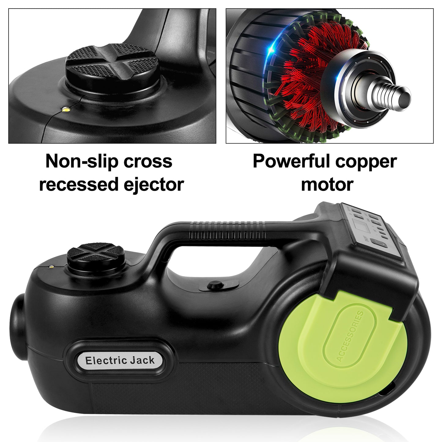 SucceBuy 5T 12V Electric Car Jack Kit + Impact Wrench LED Light Portable Hydraulic Jack 13.5-36 CM Tire Lifting Car Repair Tool